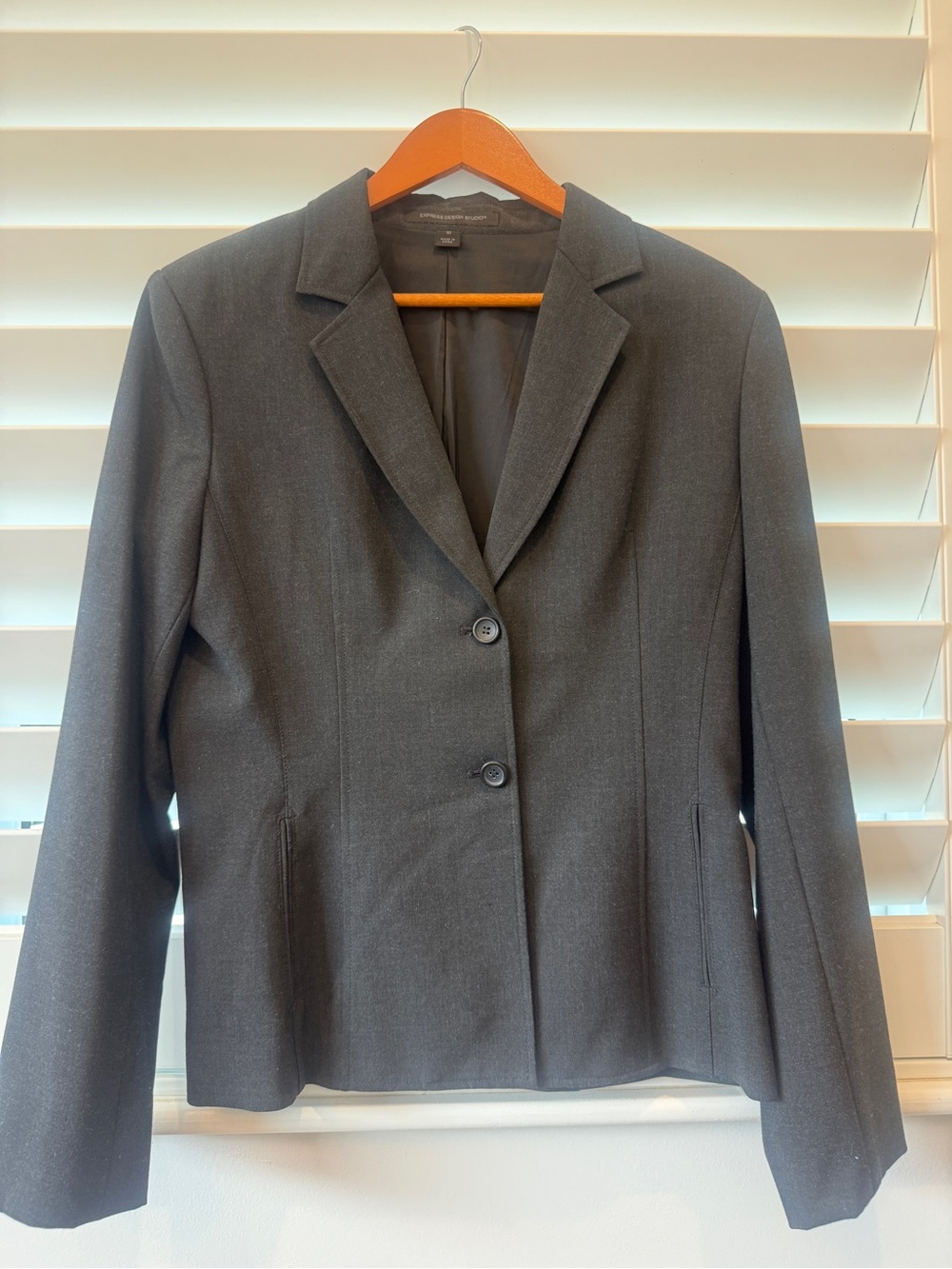Express Women's Charcoal Two-Button Tailored Blazer